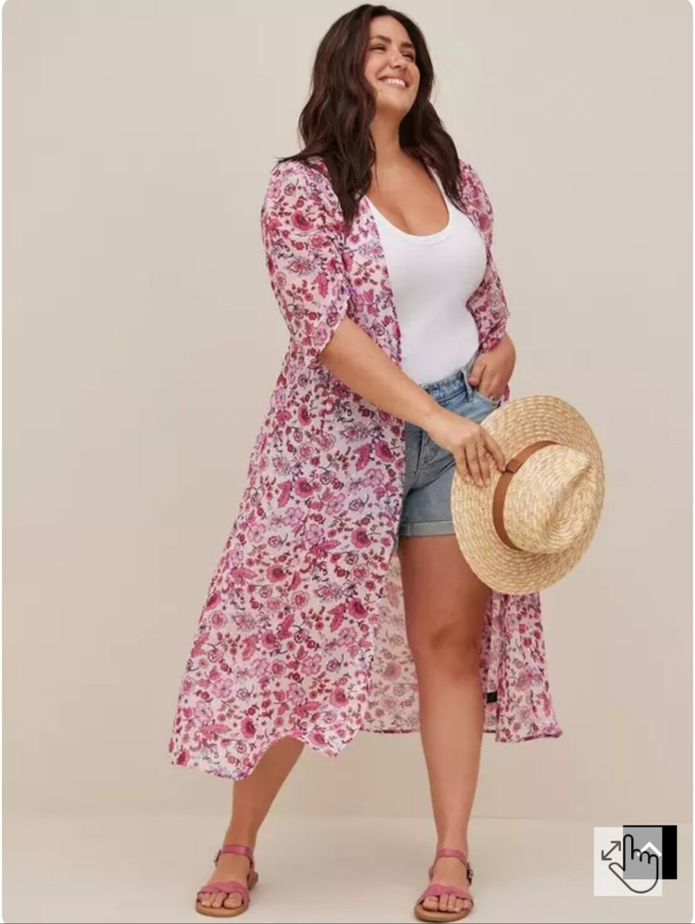 EUC Chiffon Ruched Sleeve Kimono